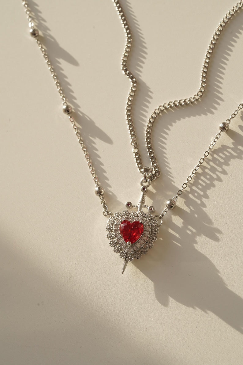 Couple Jewelry - Heart and  Sword Necklace-Huntsman Necklace-Sword Necklace